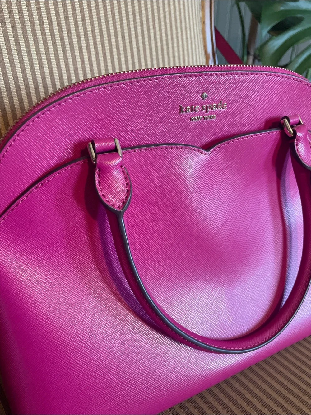 kate spade Hot Pink Dome Satchel with Gold-Tone Hardware